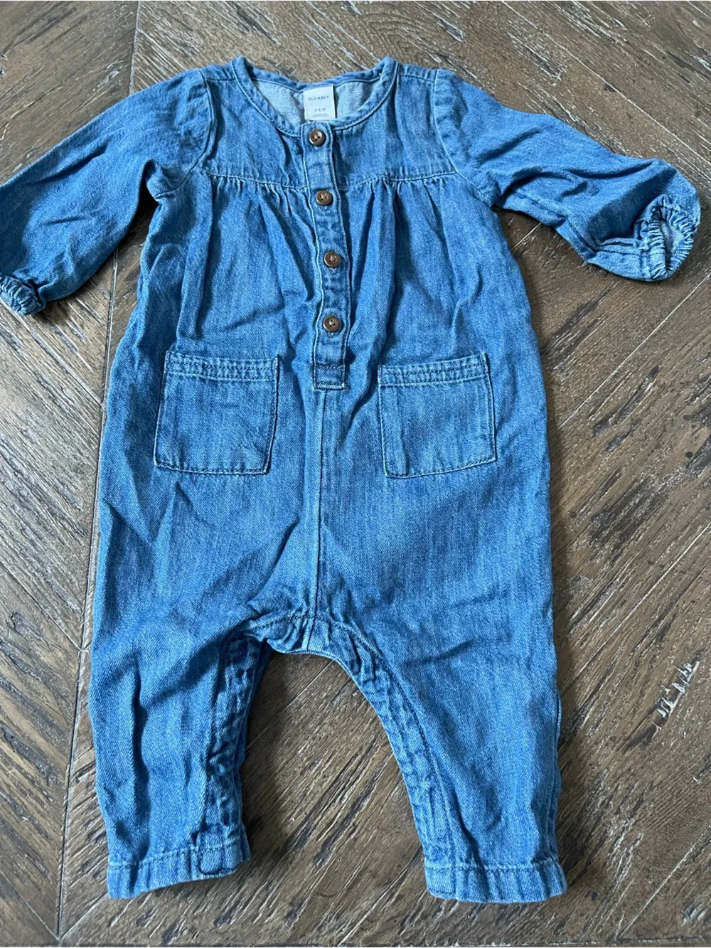Old Navy Blue Denim Button-Front Romper